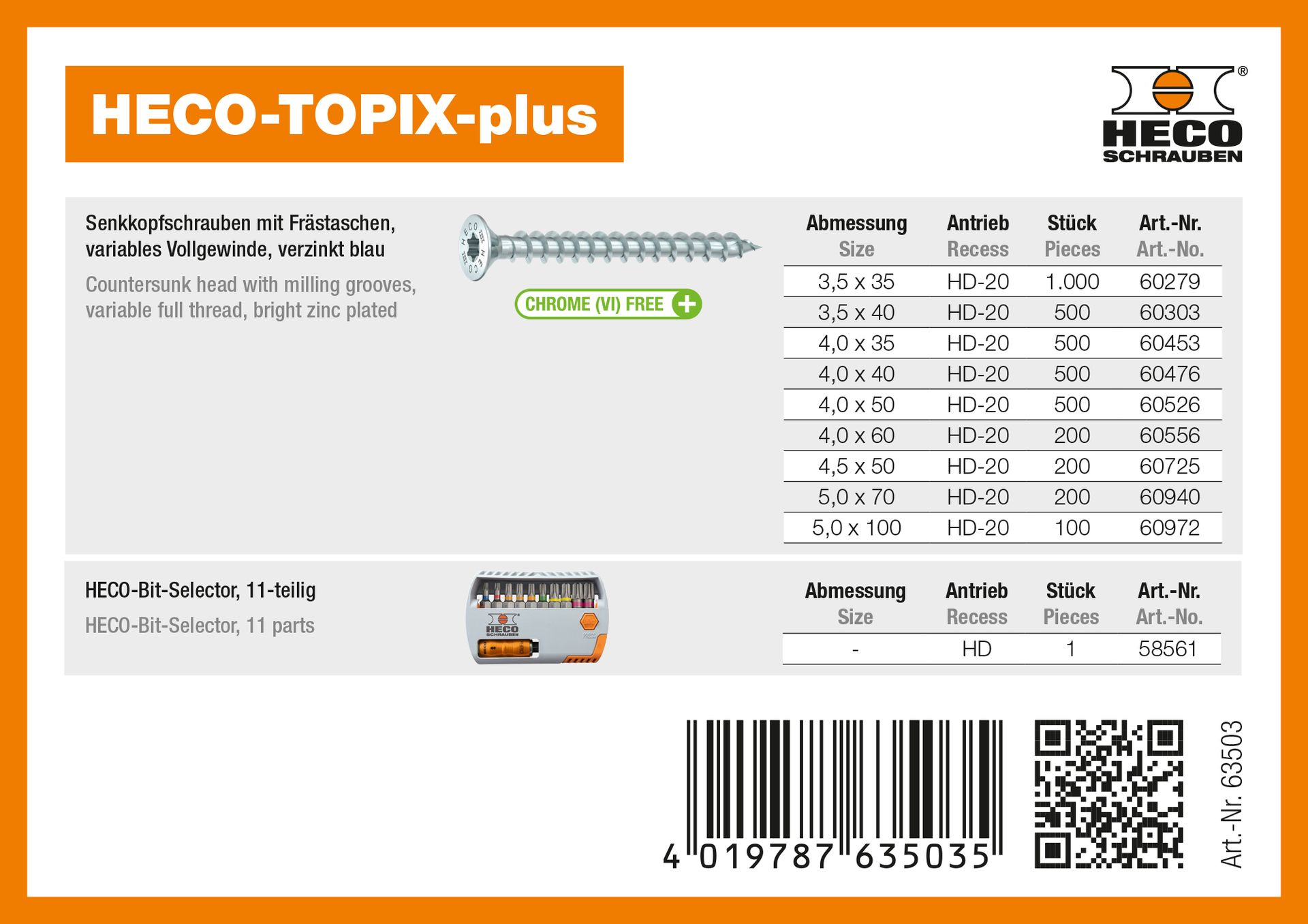 HECO-TOPIX-plus Profiset "Schreiner", Schraubensortiment