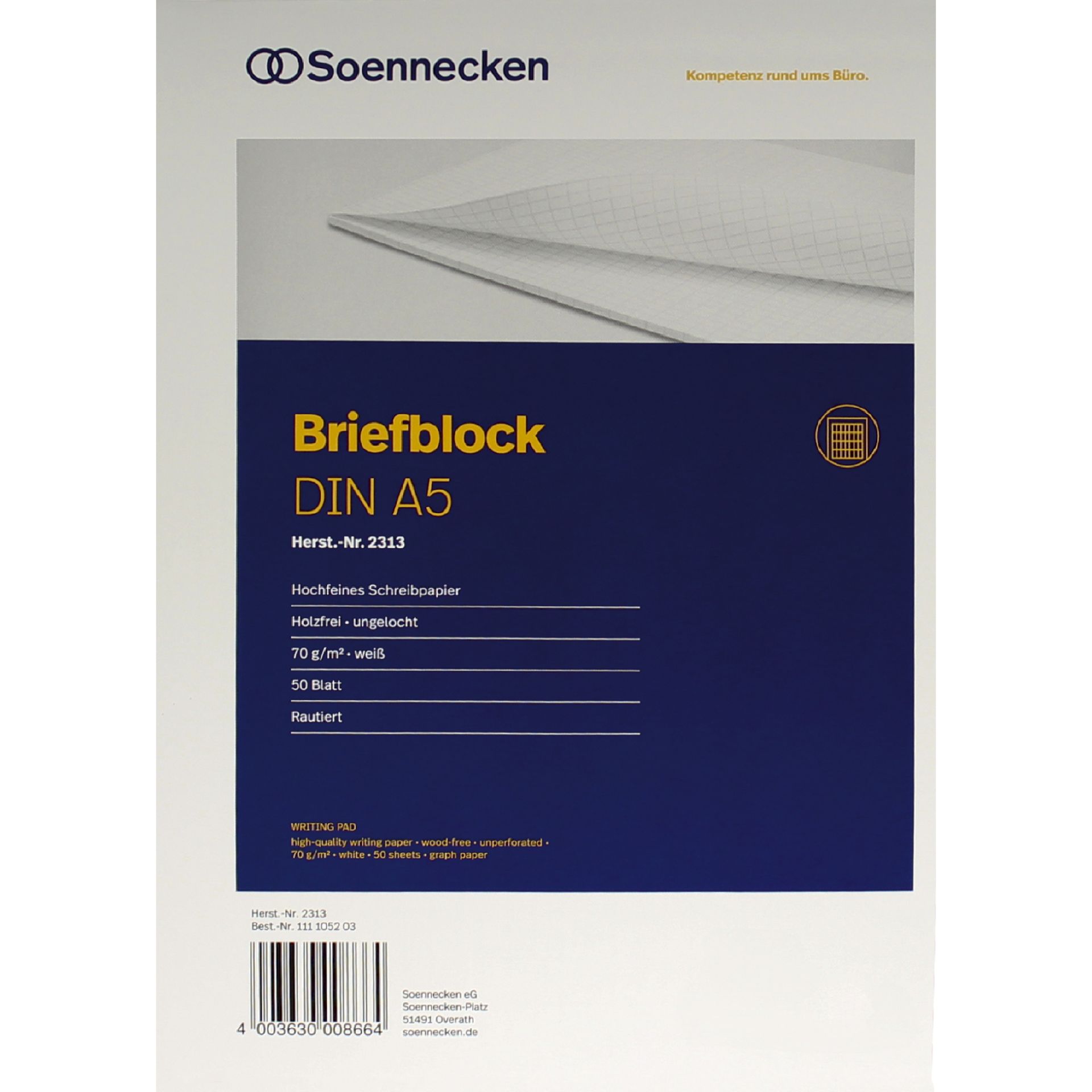 Briefblock DIN A5 70g rautiert 50Blatt weiß