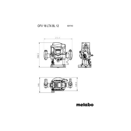 Akku-Oberfraese OFV 18 LTX BL 12 Metabo ohne Akku ohne Ladegerät metaBOX