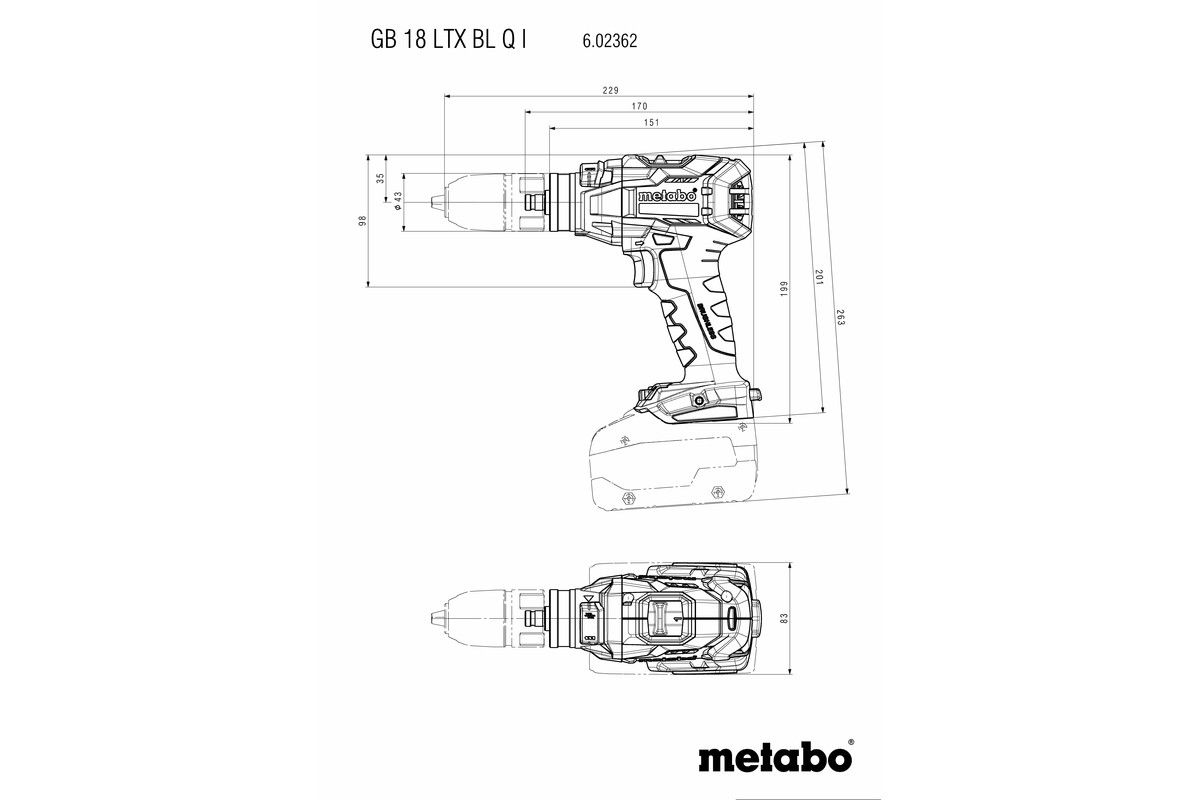 Akku-Bohrschrauber solo GB 18 LTX BL Q I Metabo ohne Akku ohne Ladegerät metaBOX