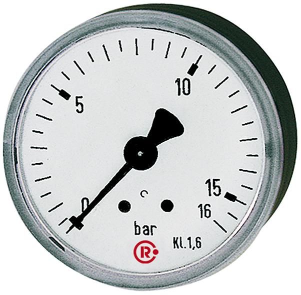 Manometer rückseitig zentrisch 40mm 0-10bar G1/8", Einfachskala, Kunststoffgeh., RIEGLER