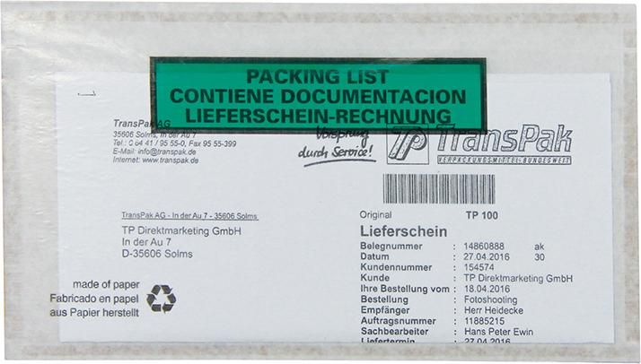 Dokumententaschen, weiß 240 x130mm VE1000