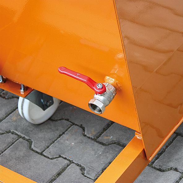 Spänekippbehälter 150 l B700xT1410xH450 mm RAL2004,Tragkraft 1000kg mit Sieb und Hahn