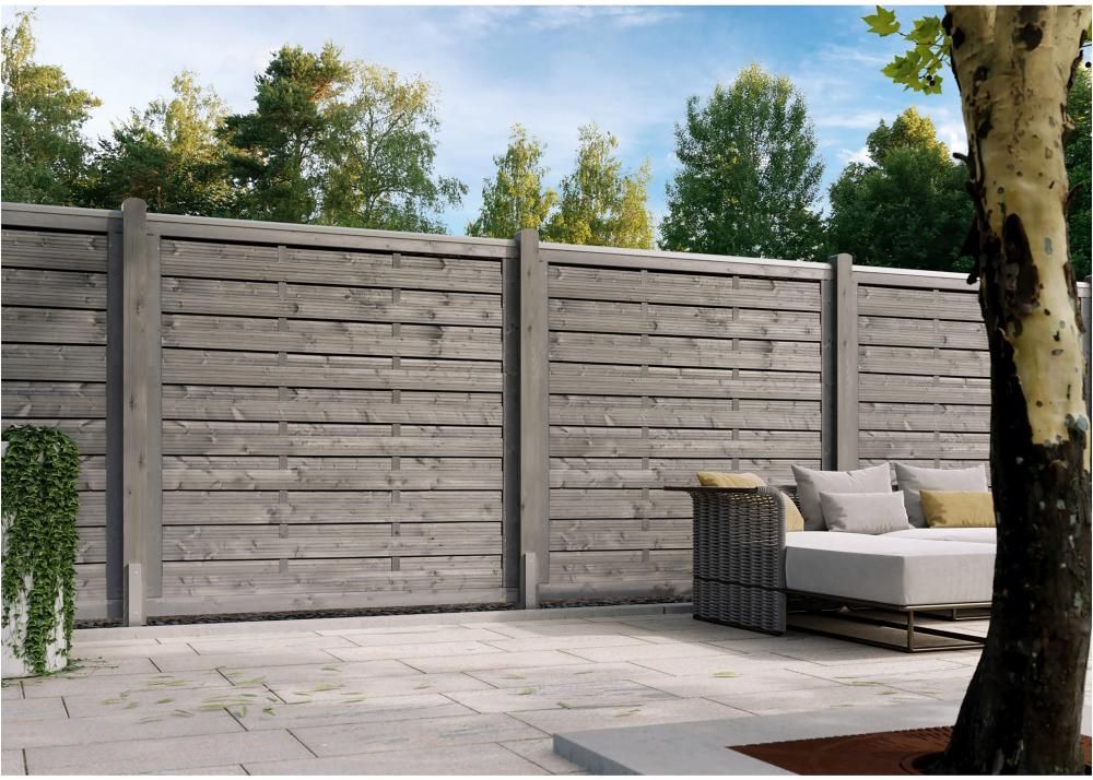NIGHTLINE Dichtzaun 180x180cm dunkelgrau Rahmen 45/90mm getaucht Lamelle 8/95 mm glatt