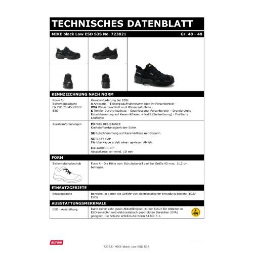 ELTEN MIKE Sicherheitshalbschuh S3S ESD, Schwarz, Gr. 47
