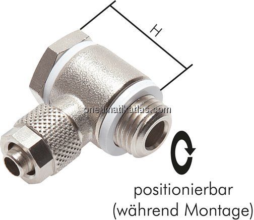 Winkel-Verschraubung M 5-4,3x3mm, Messing vernickelt, Hohlschraube