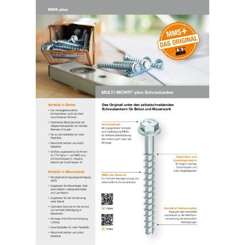 MULTI-MONTI-plus F 6,0 x 40, Senkkopf, T-Drive, verzinkt blau, A2K, 100 Stück, VARIANTA-Handwerkerverpackung