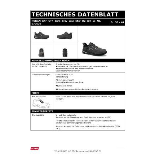 ELTEN RONAN XXF dark WR Berufshalbschuh O2 ESD, Grau, Gr. 45