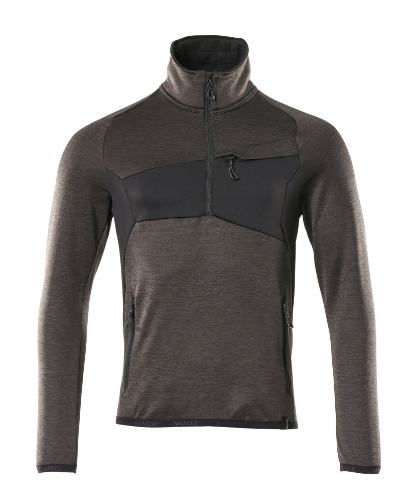 Fleecepullover mit kurzem Reißverschluss Dunkelanthrazit/Schwarz, 2XL