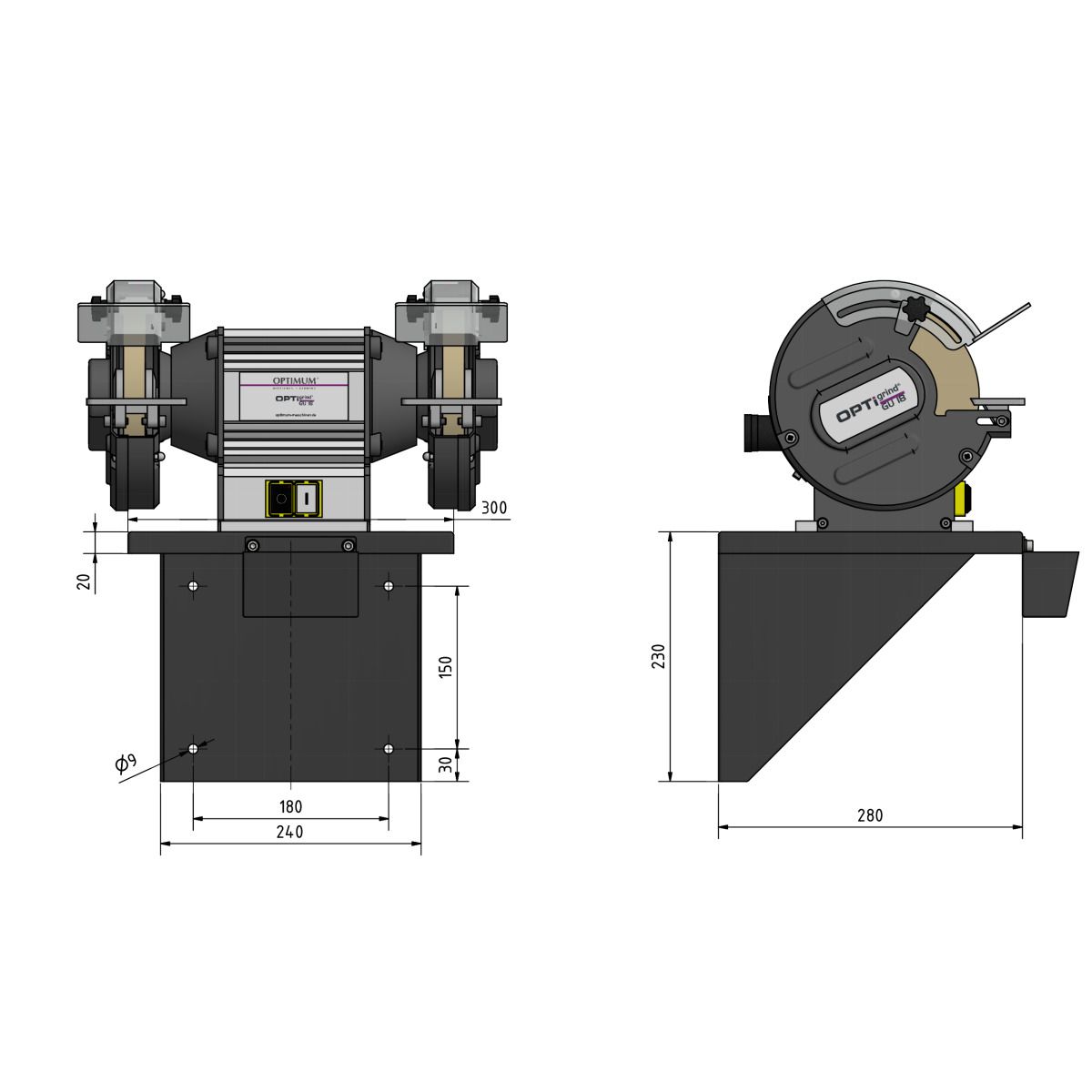 Wandhalterung Optimum für OPTIgrind QSM 150 bis SM 250