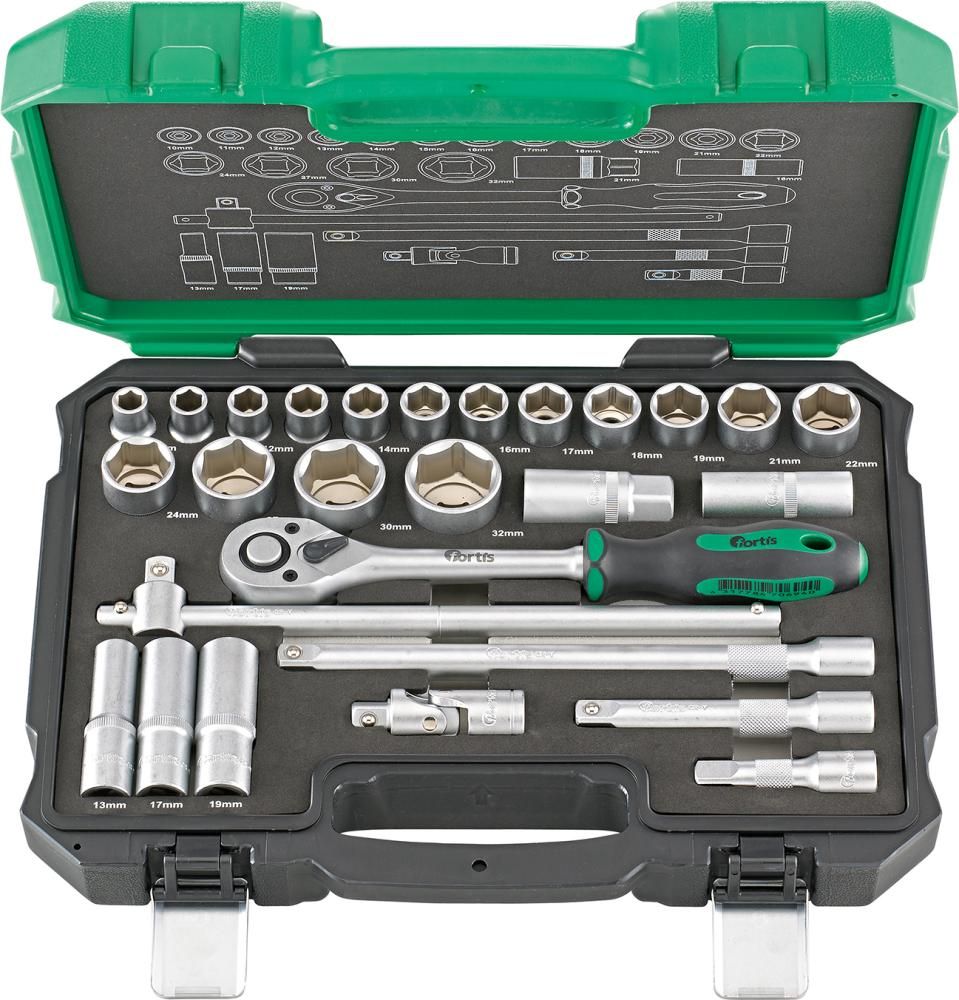 FORTIS Steckschlüssel-Garnitur 1/2" 27-teilig