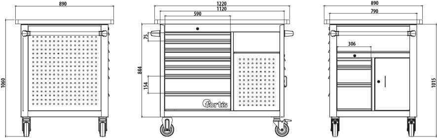 Rollwerkbank 1220x890x1060mm FORTIS