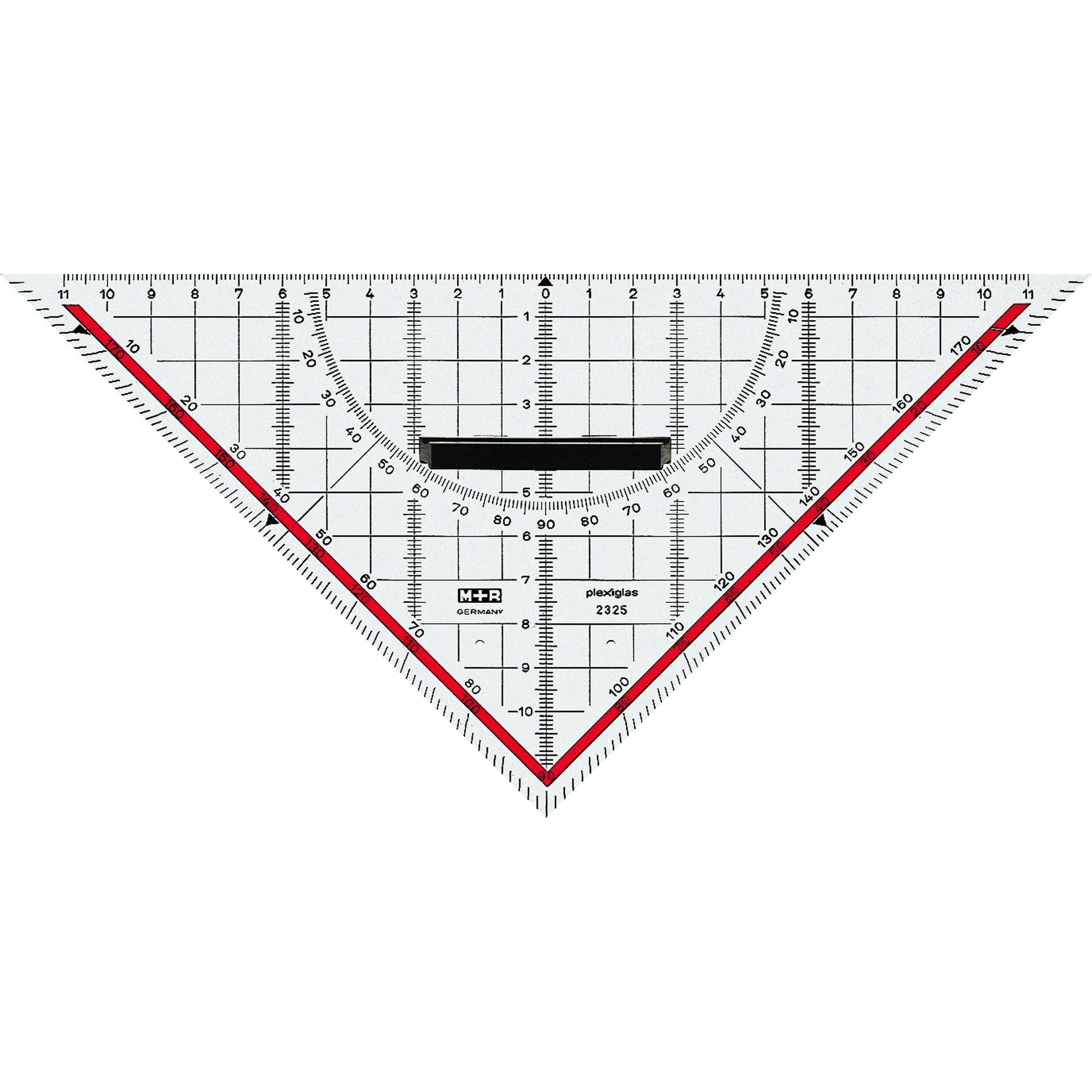 Zeichendreieck 25cm Skala rot