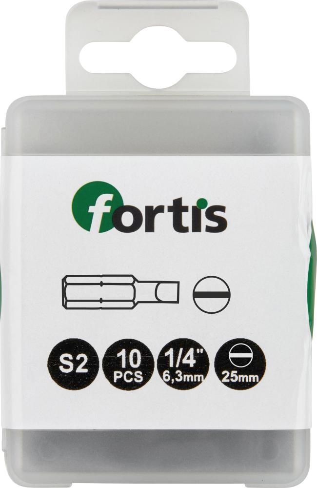 Bit zähhart 1/4"" DIN3126 C6,3 Schlitz 6,5x1,2x25 mm 10er Pack FORTIS