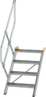 Alu-Treppe 45 Grad 17 Stufen B600 mm lichte Höhe 3540 mm Ausladung 3813 mm