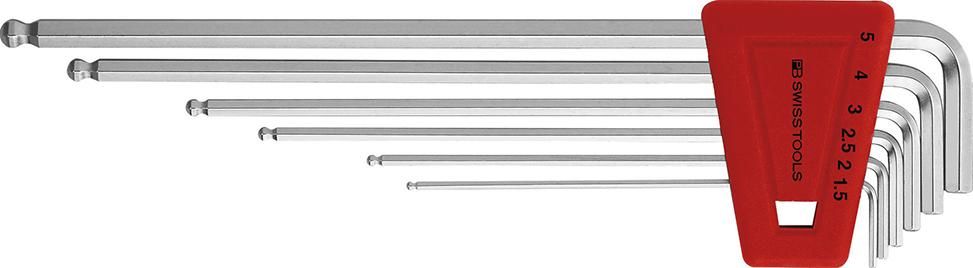 Winkelschraubendreher- Satz im Kunststoffhalter 6-teilig 1,5-5mm lang Kugelkopf PB Swiss Tools