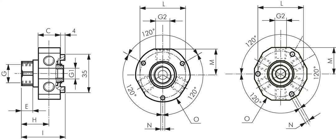 Drehverteiler G 3/8"-3 x G 1/4", 3-fach, Standard
