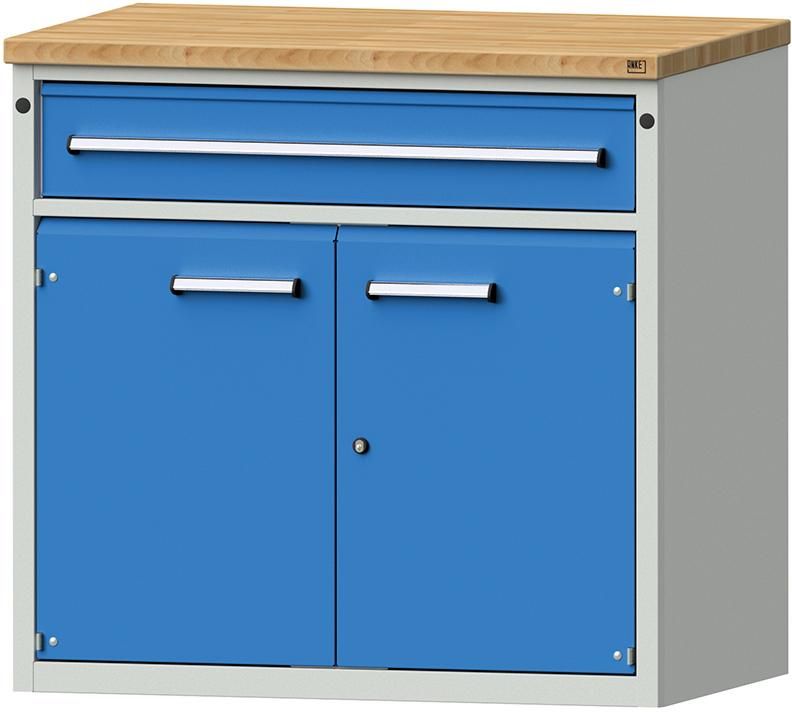 Anke Thekenschrank B1060xT700xH1020mm RAL 7035/5012 1 Schublade, 1 Tür