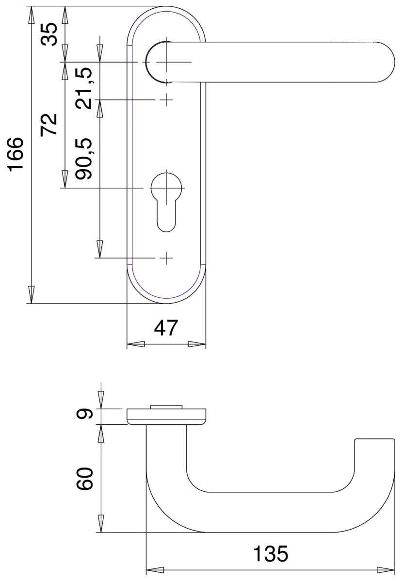 Nylon-FS-Drücker-Garnitur, DIN 18273