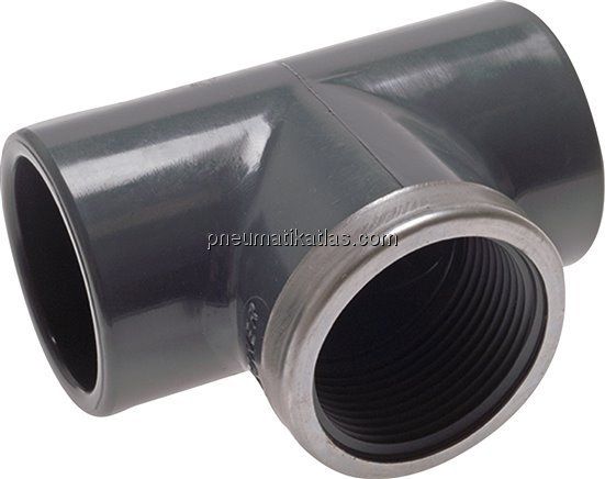 Klebe-Gewinde-T-Stück, PVC-U, 20mmxRp 1/2" IGx20mm