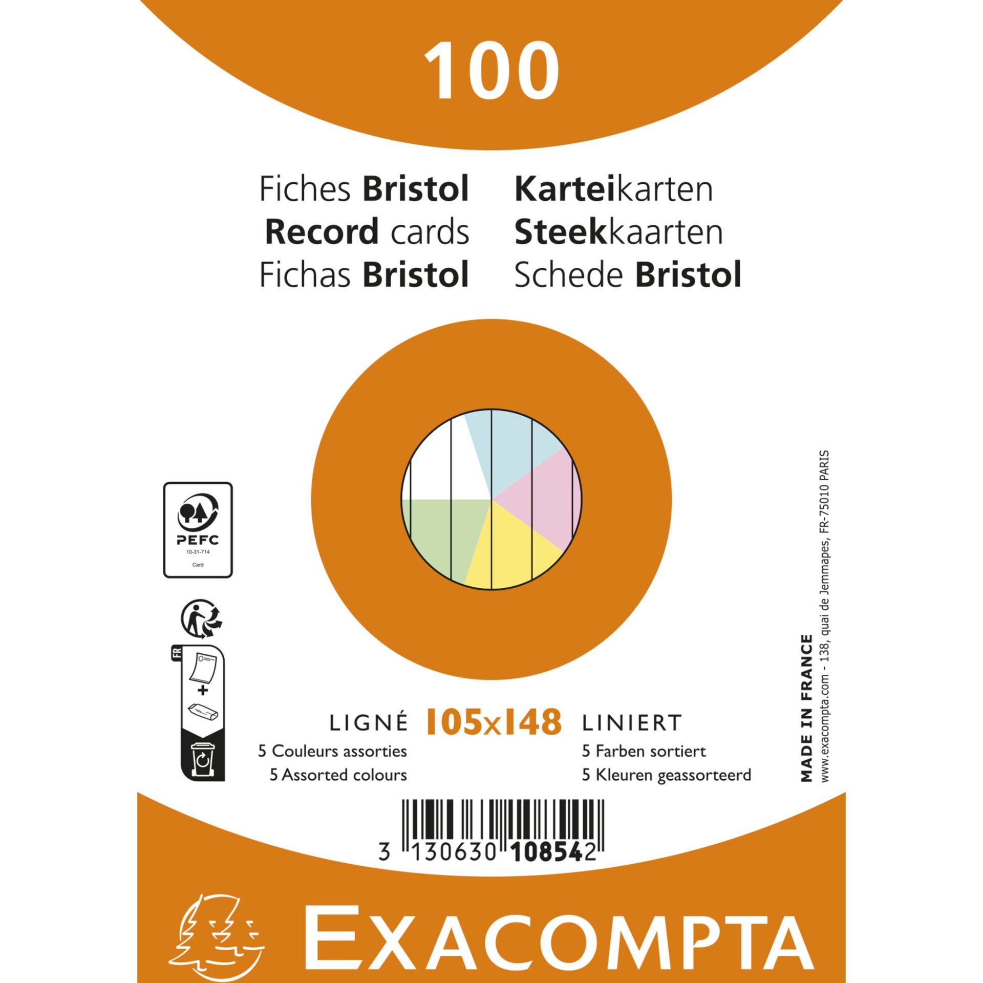 Karteikarte A6 liniert sort. 100St.