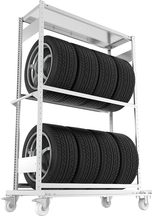META Räderregalwagen METACLIP verzinkt B1300xT400-xH1850mm 2 Lagerebenen F-achlast 150kg