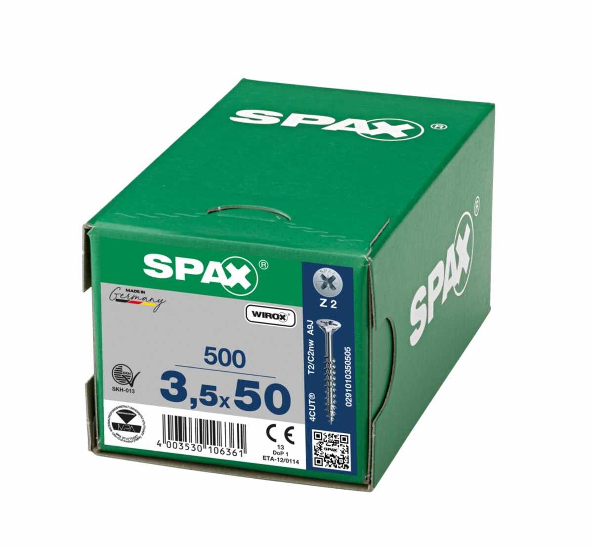 Spax Schrauben Fl/Verz Teilgewinde 3,5x50 VE500