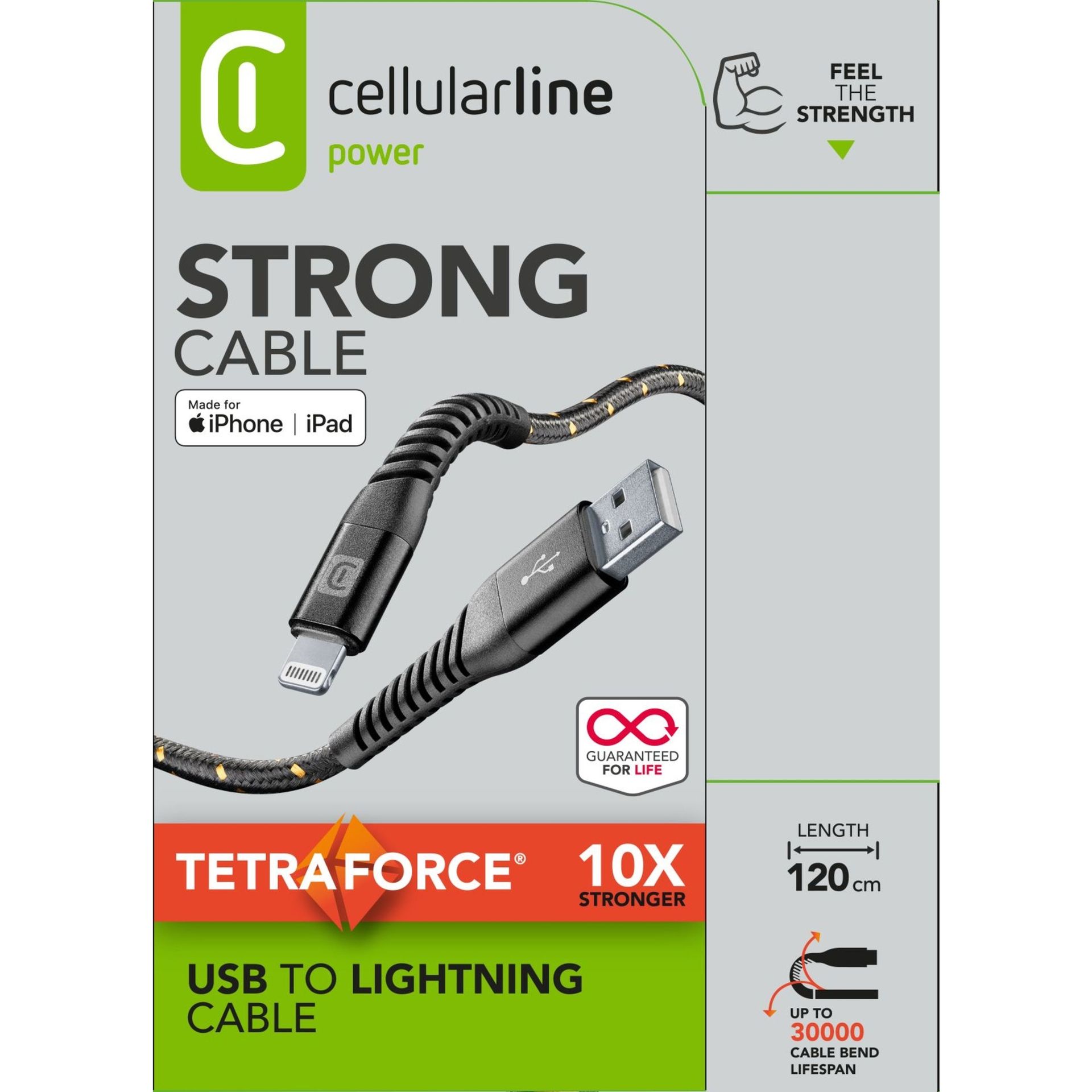 Kabel USB-A/Lightning  TETRA 12m sw