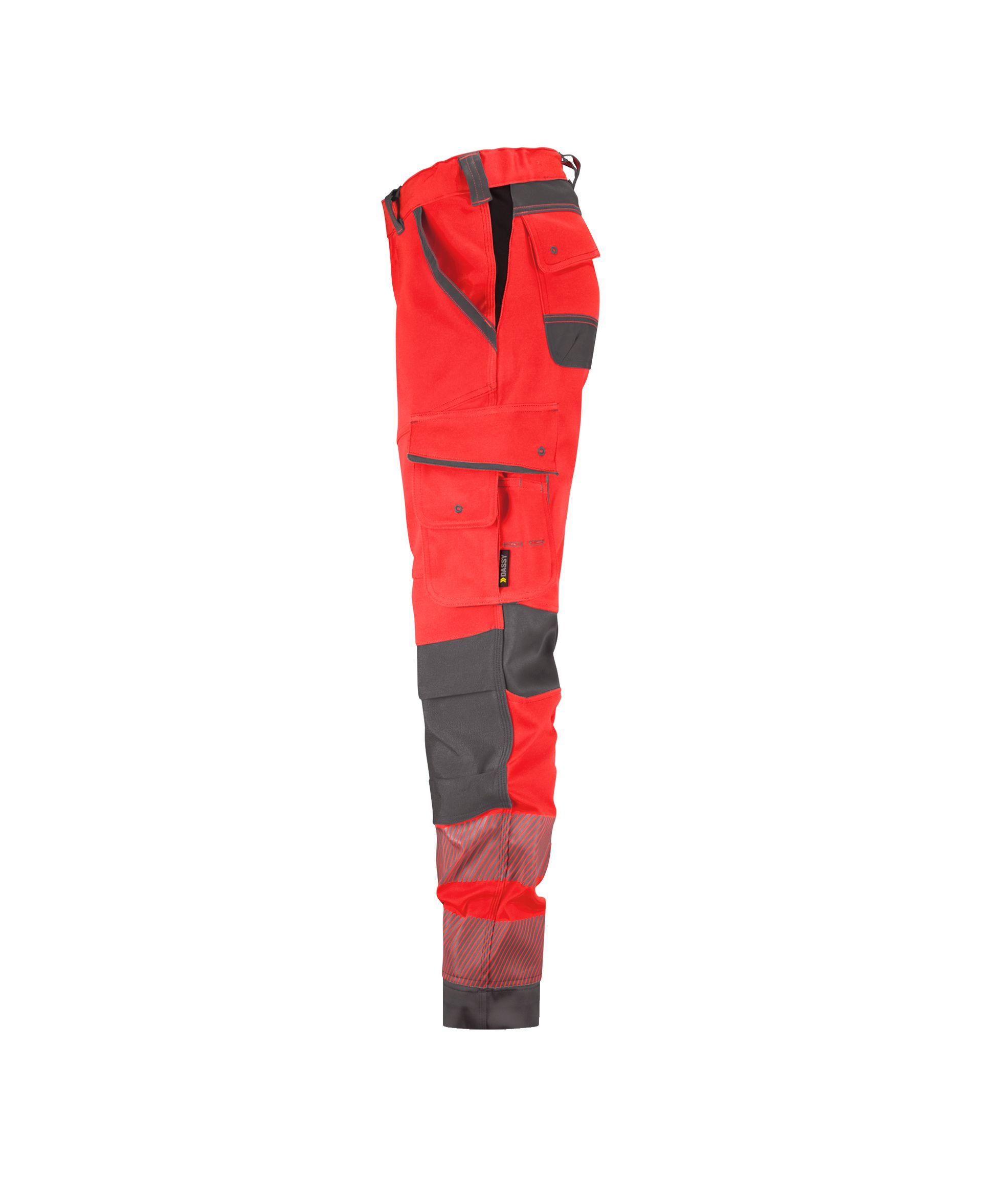 DASSY® Aruba Women - Stretch-Warnschutzbundhose mit Kniepolstertaschen für Damen - neonrot/zementgrau, Gr. SPEC