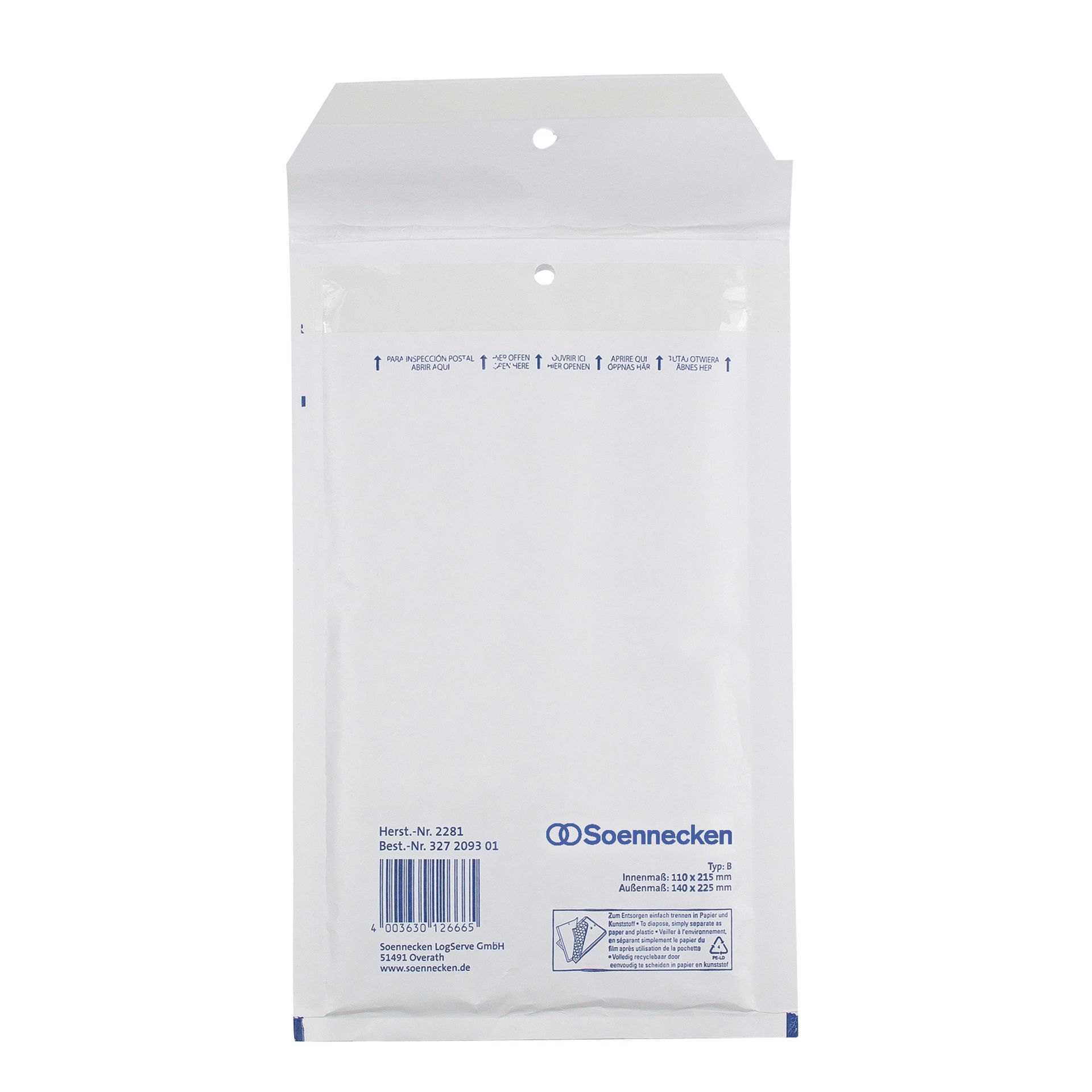 Luftpolstertasche B/00 110x215mm hk ws 5 St./Pack.