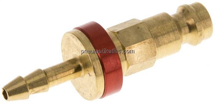 Kupplungsstecker (NW5) 4mm Schlauch, rot, Achteck SW10