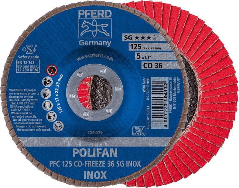 Fächerschleifscheibe COFREEZE gewölbt 125mm K36 Pferd