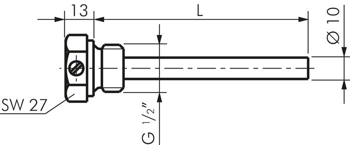Schutzrohr zum Einschrauben (G 1/2"), 63mm, 1.4571