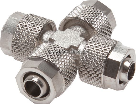 Kreuz-Verschraubung 5x3mm, Messing vernickelt