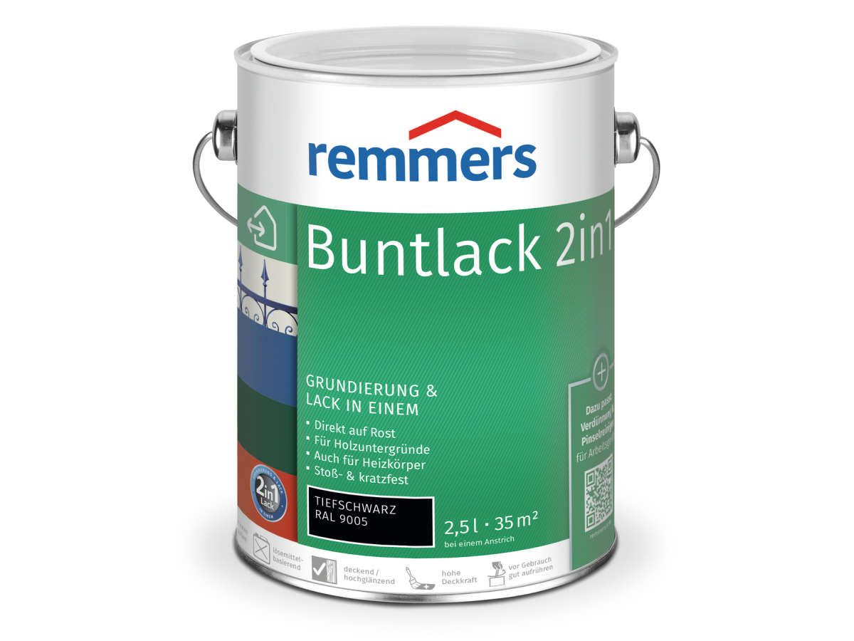 Buntlack 2in1 tiefschwarz (RAL 9005) 2.5 l