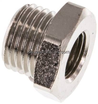 Reduziernippel G 1/4"(AG)-G 1/8"(IG), Messing vernickelt
