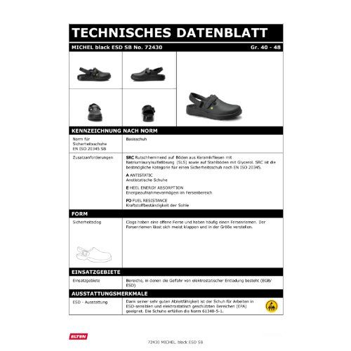 ELTEN MICHEL Sicherheitsclog SB ESD, Schwarz, Gr. 43
