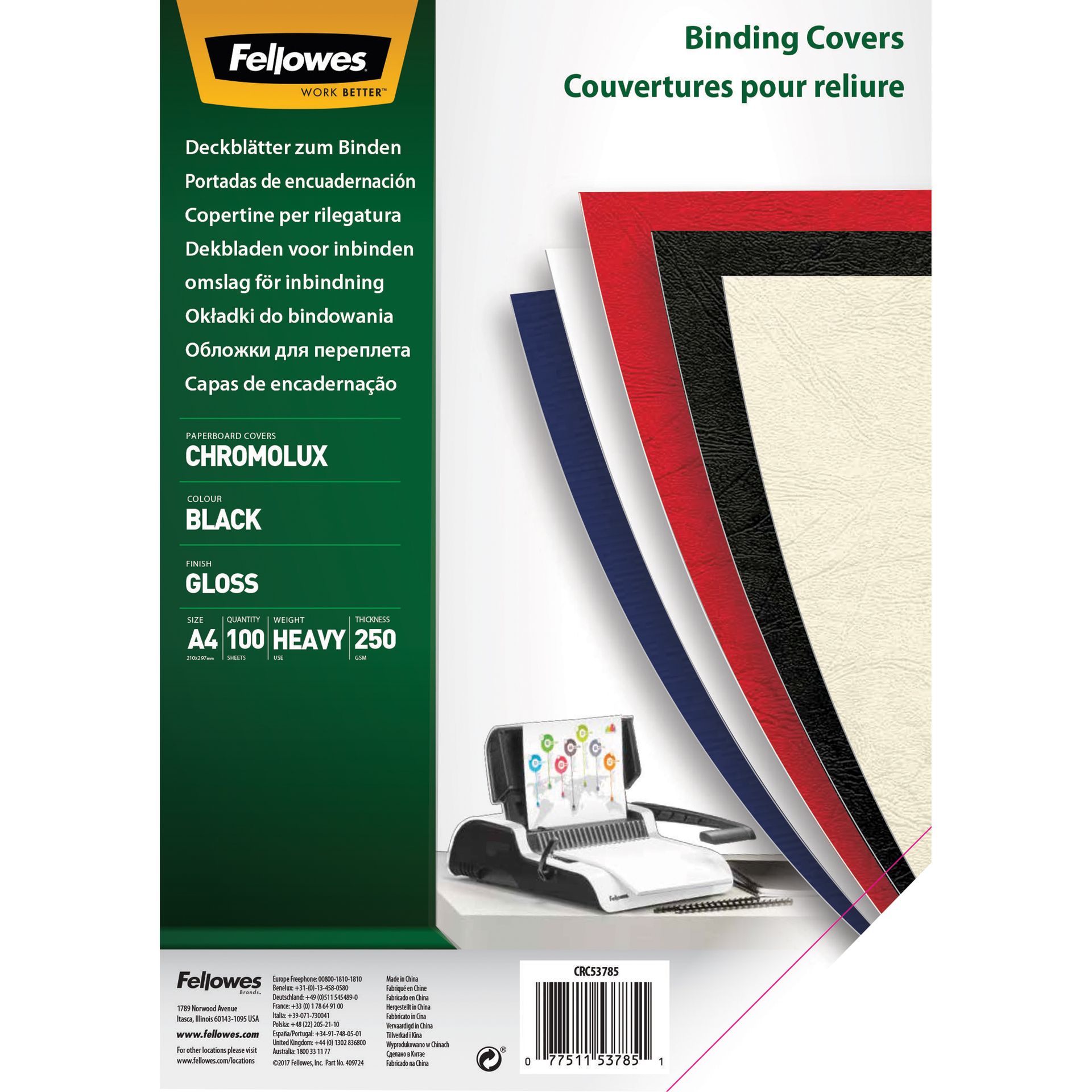 Deckblatt Chromolux DIN A4 schwarz 100St./Pack.