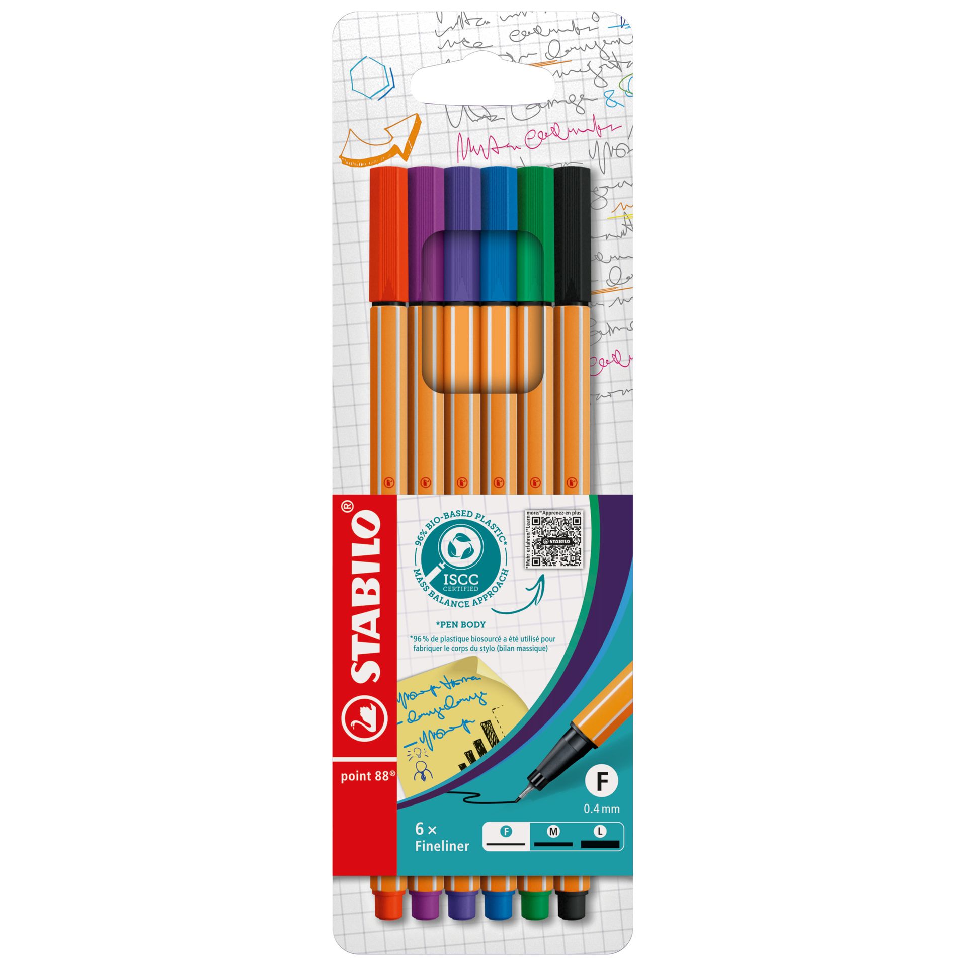 Fineliner point 0,4mm farbig sortiert 6 St.