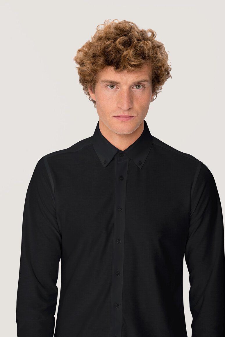 HAKRO Hemd Natural Stretch Regular 130 schwarz, XL