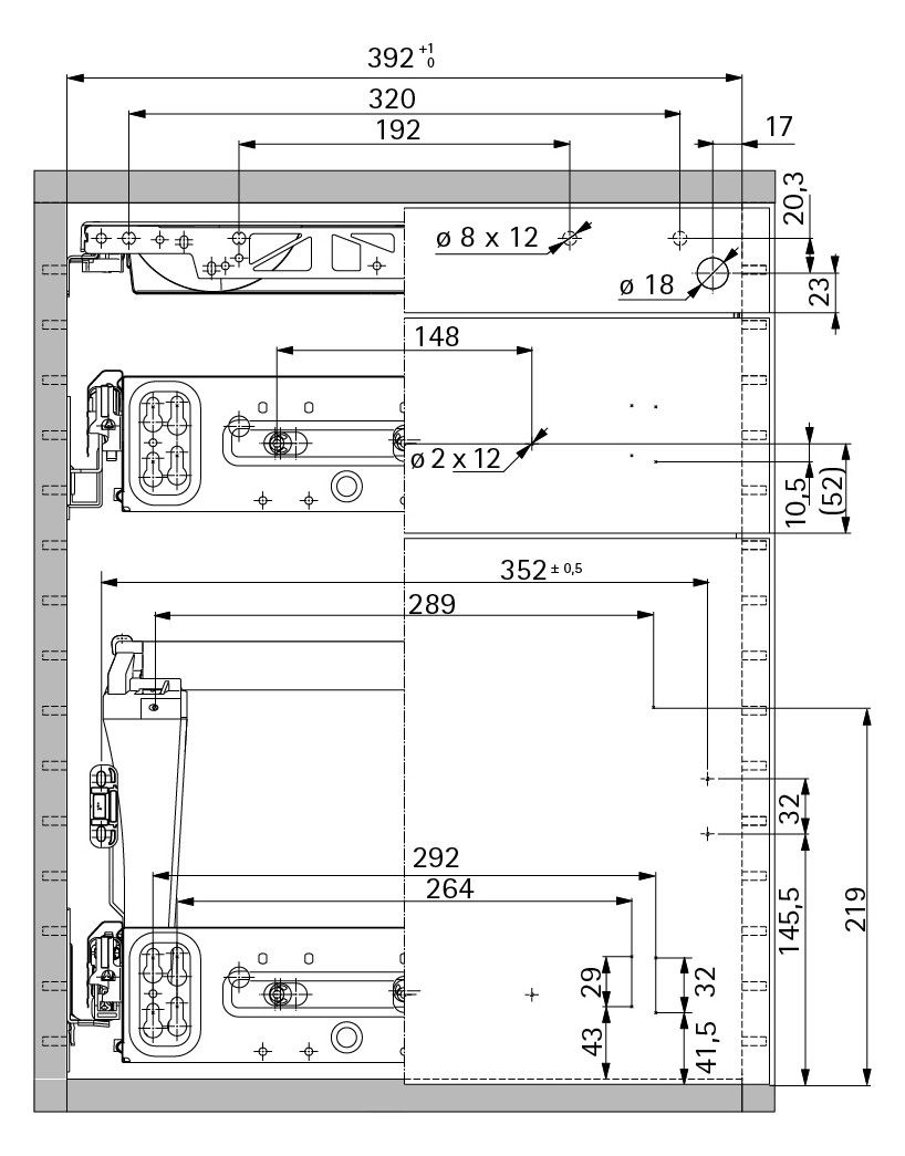 HETTICH Container-Set mit Teil- und Überauszügen