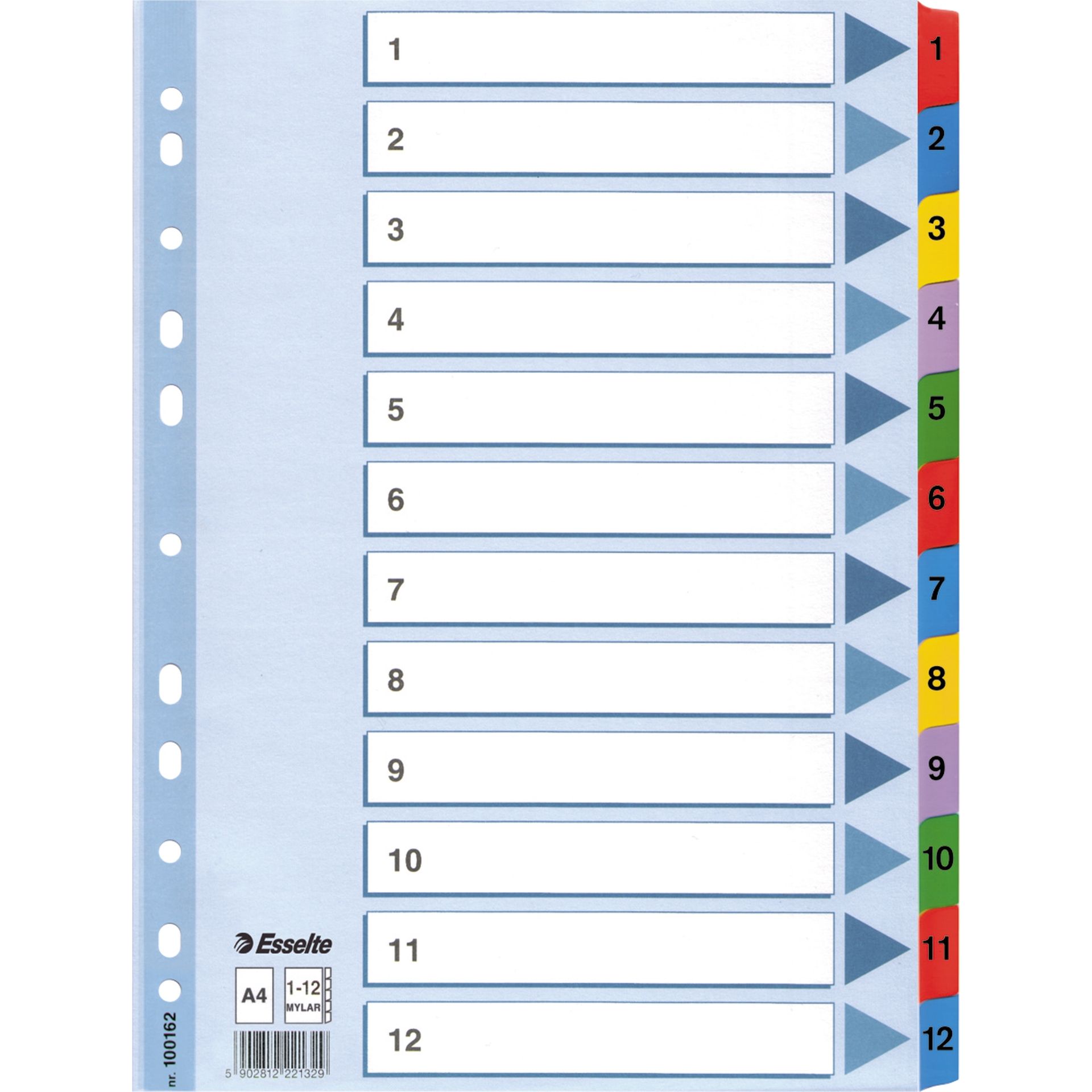 Register 1-12 DIN A4 Mylar weiß