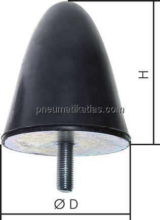 Gummi-Metall-Puffer, parabolisch, M 6 x 18