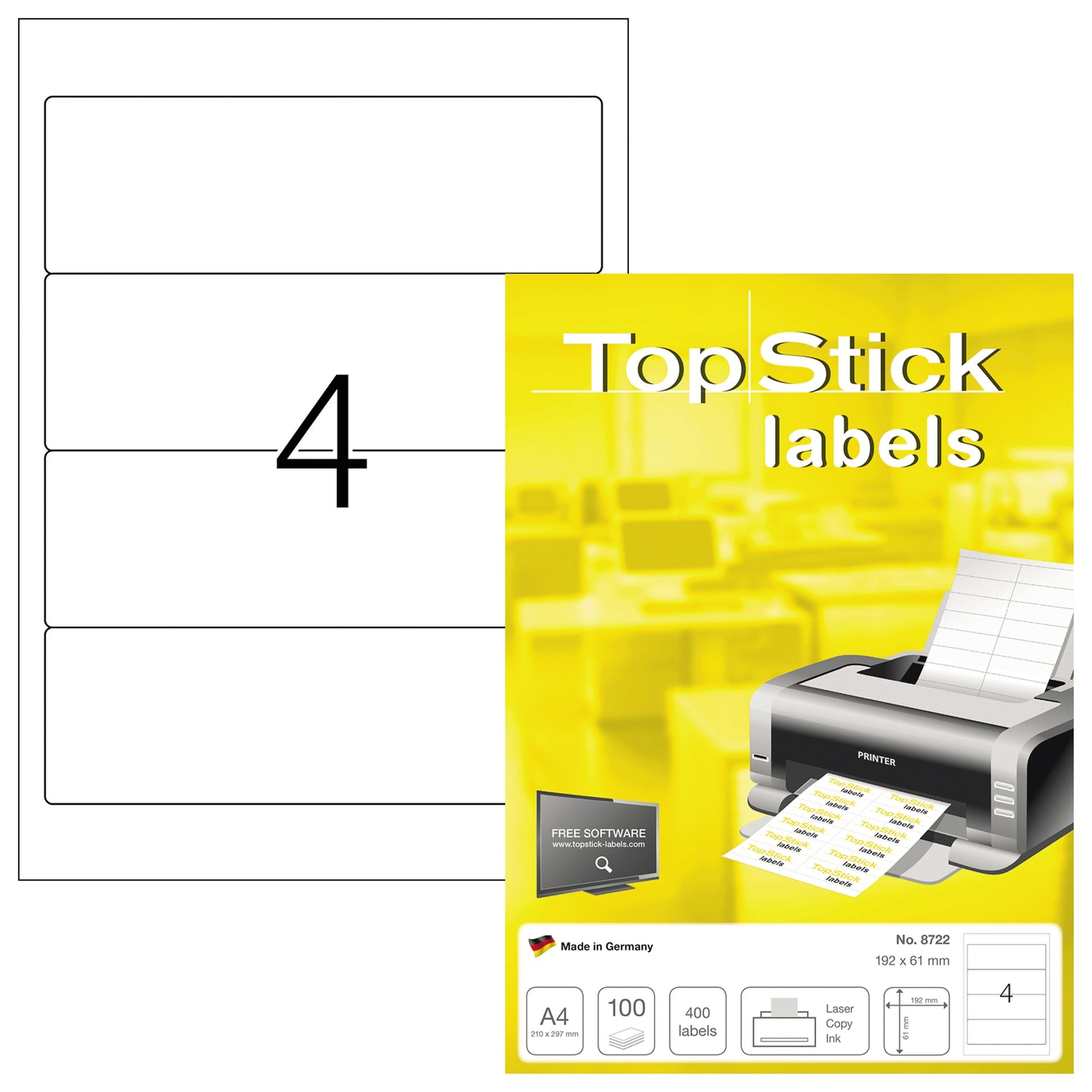 Ordnerrückenetikett TopStick  breit/kurz sk ws 400St