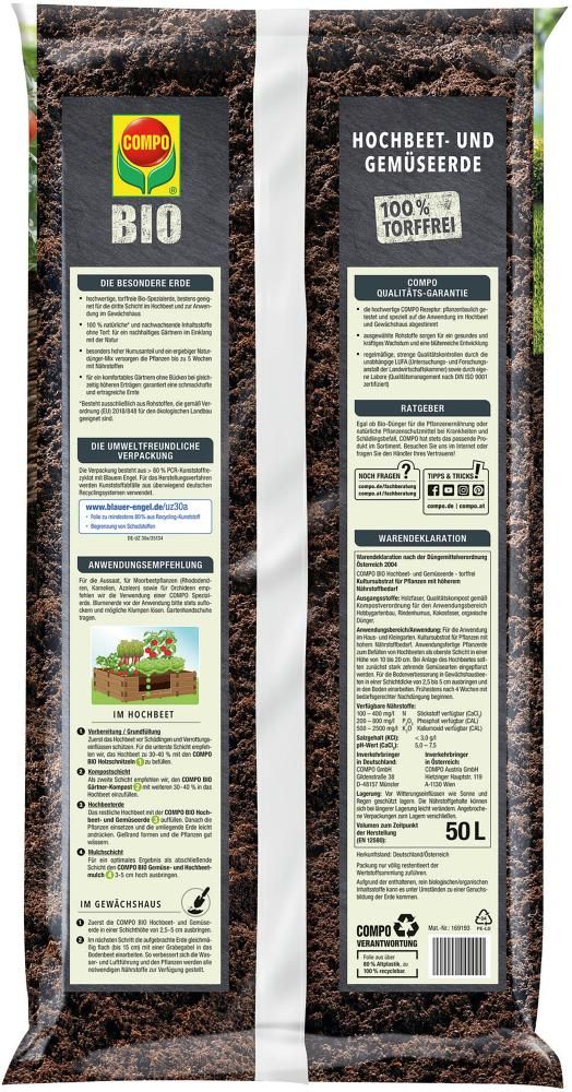 Hochbeet- und Gemüseerde BIO torffrei 50l
