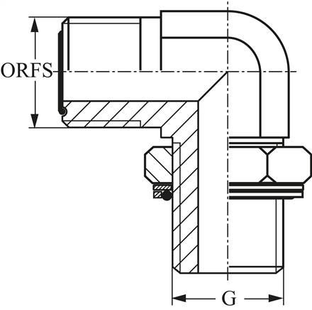 ORFS-Winkeleinschraubverschraubung UNF 9/16"-18-G 1/8"
