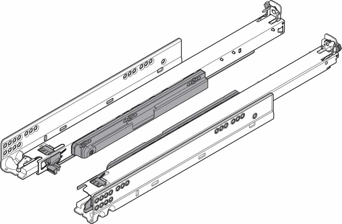 MOVENTO mit TIP-ON, Vollauszug, Führung, 40 kg, NL=270 mm, für Kupplung, links/rechts, verzinkt