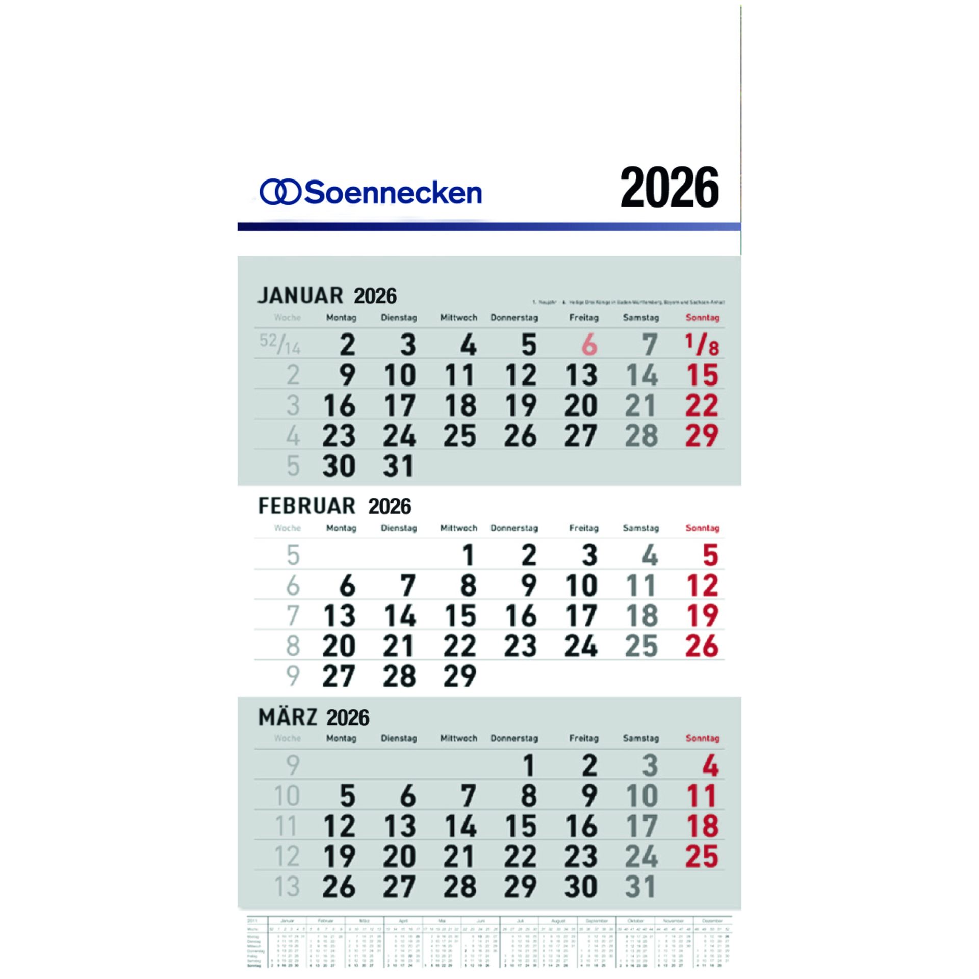 Dreimonatswandkalender 2026