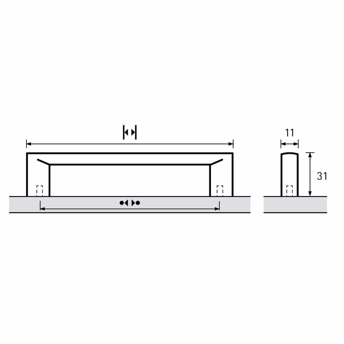 Griff Chalcis, Bohrabstand 128, L 147 mm, B 11 mm,