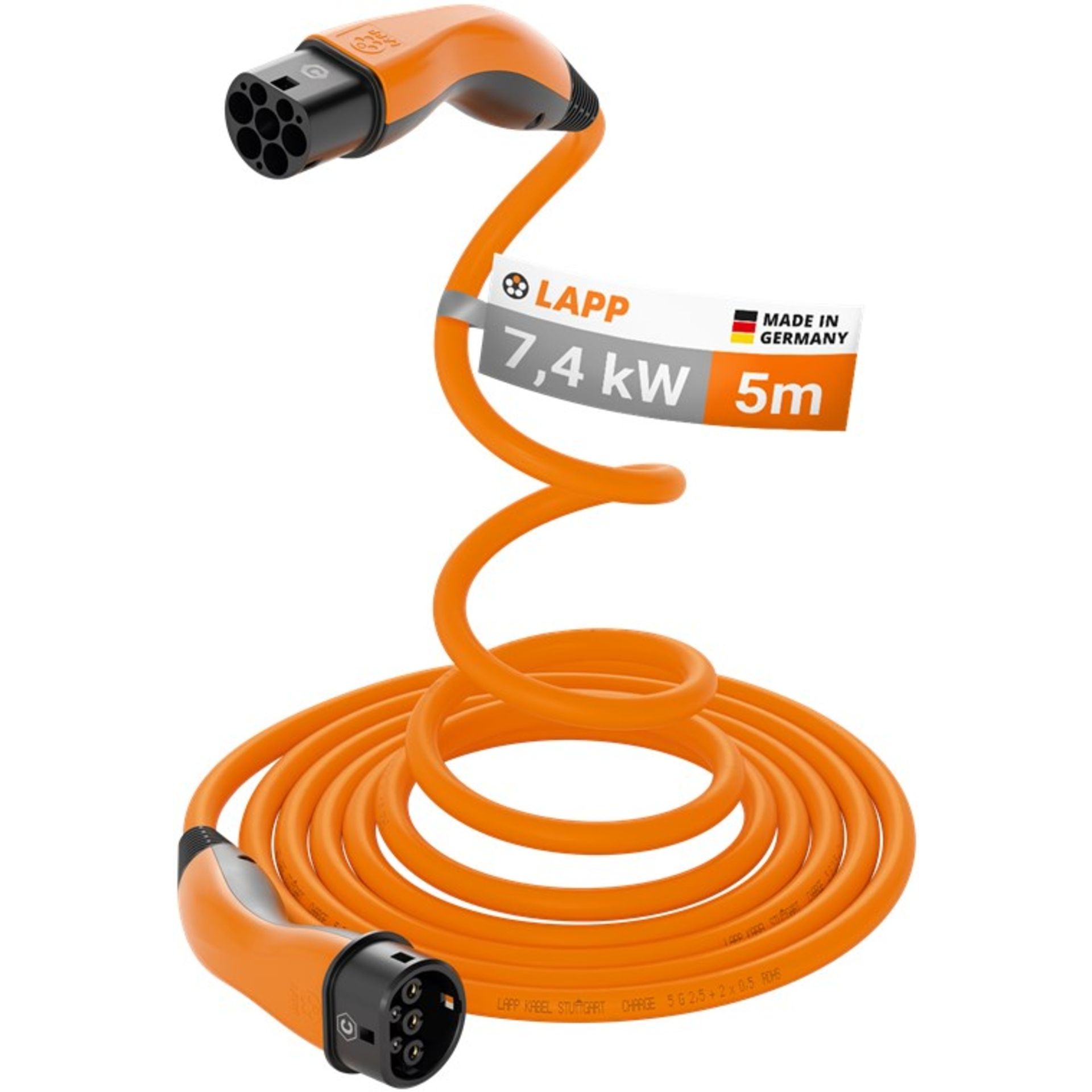 Ladekabel Helix Typ2 7,4kW 5m orange